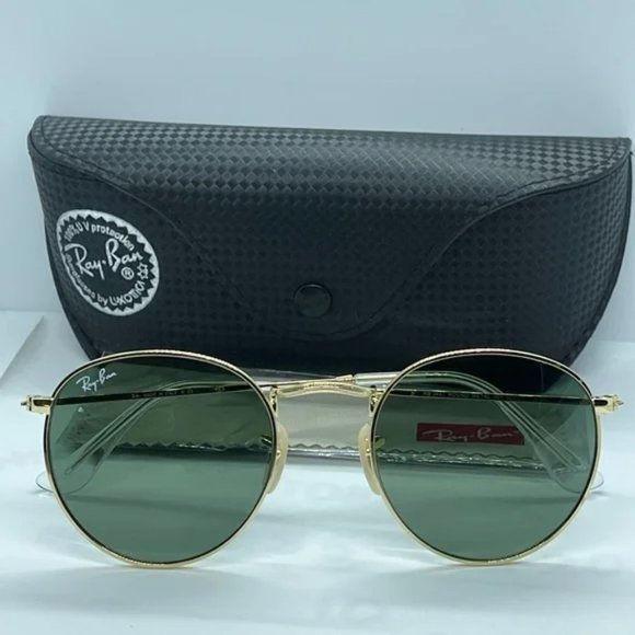 Brand New & Auth Rayban Round Rb3447 Gold with Green 50 - Picture 2 of 8
